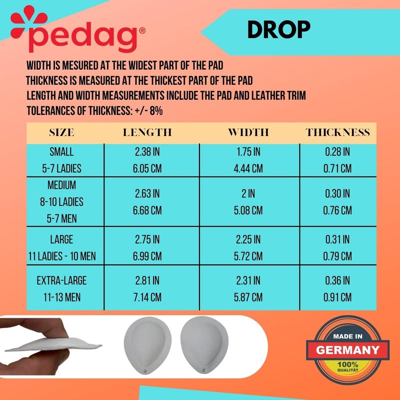 Pedag Drop Anatomically Correct Metatarsal Arch Pads - Extra Large (EU 44-46/ US M 11-13) - Leather Foot Support - Image 5